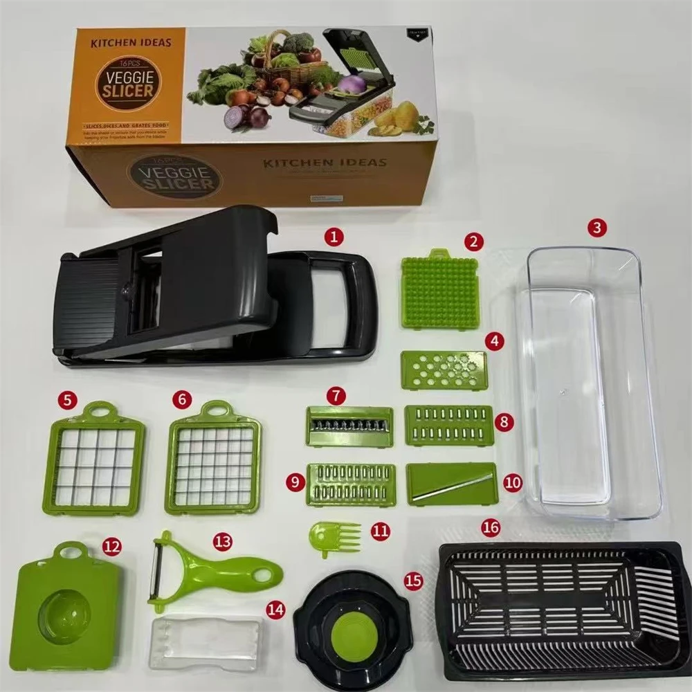 🥦 ১৬ ইন ১ ভেজিটেবল স্লাইসার - 16 in 1 Veggie Slicer