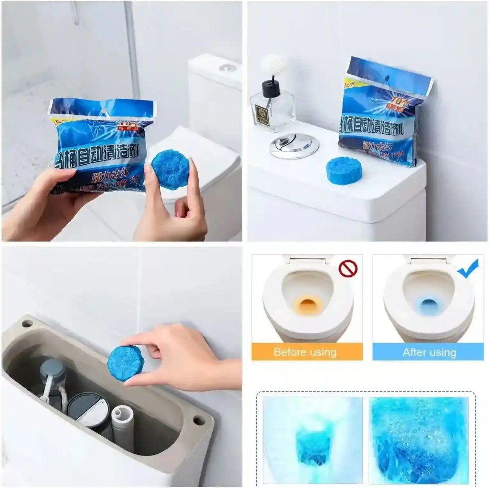 🚽 Automatic Toilet Flush Cleaning Tablet (10 Pcs) – অটোমেটিক টয়লেট ফ্লাশ ক্লিনিং ট্যাবলেট (১০ পিসের প্যাকেট) 🪄