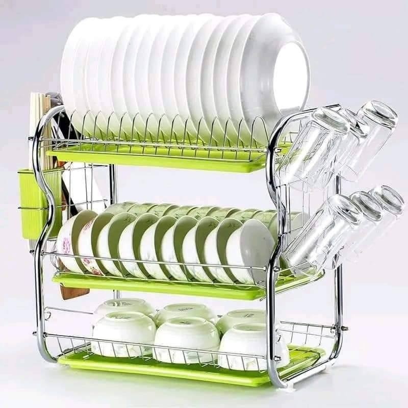 🍽️ 3-Tier Dish Drying Rack – ৩ স্তরের ডিশ ড্রাইং র‍্যাক ✨
