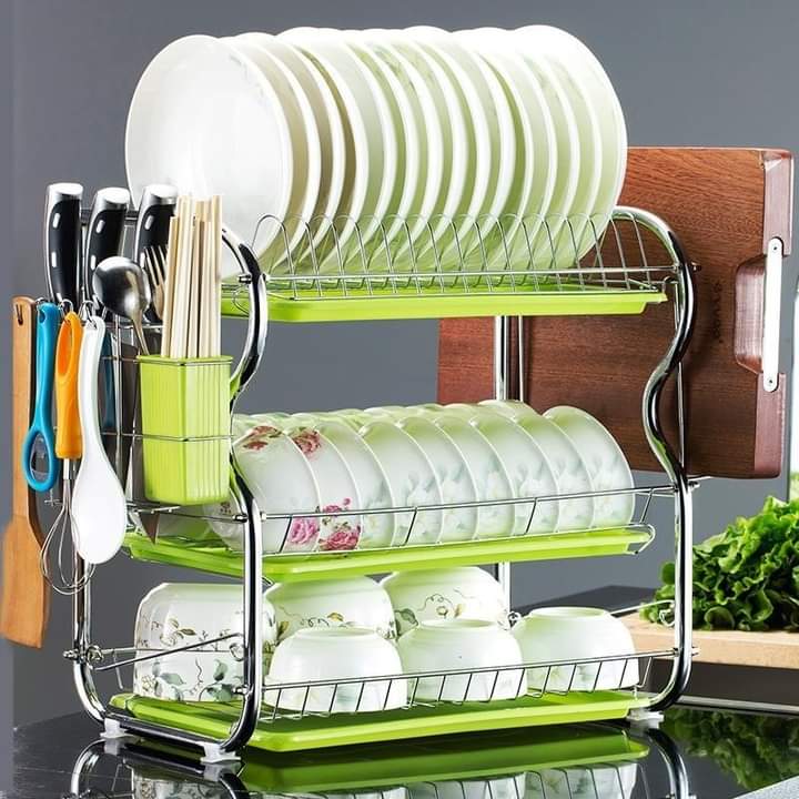 🍽️ 3-Tier Dish Drying Rack – ৩ স্তরের ডিশ ড্রাইং র‍্যাক ✨