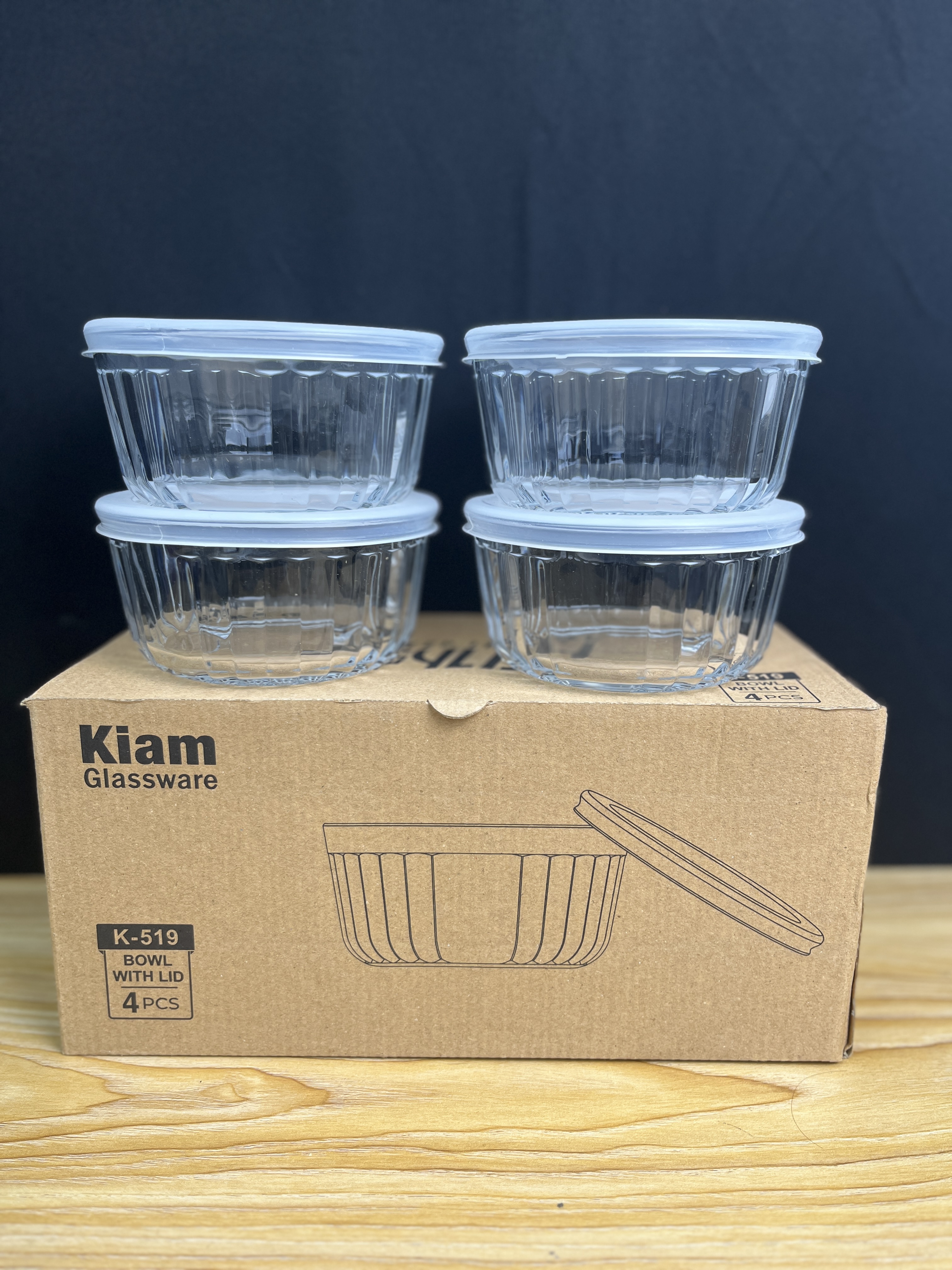 Kiam Crystal Clear Glass Bowl Set (4 Pcs) – ৪ পিস প্রিমিয়াম গ্লাস বোল সেট 🥣