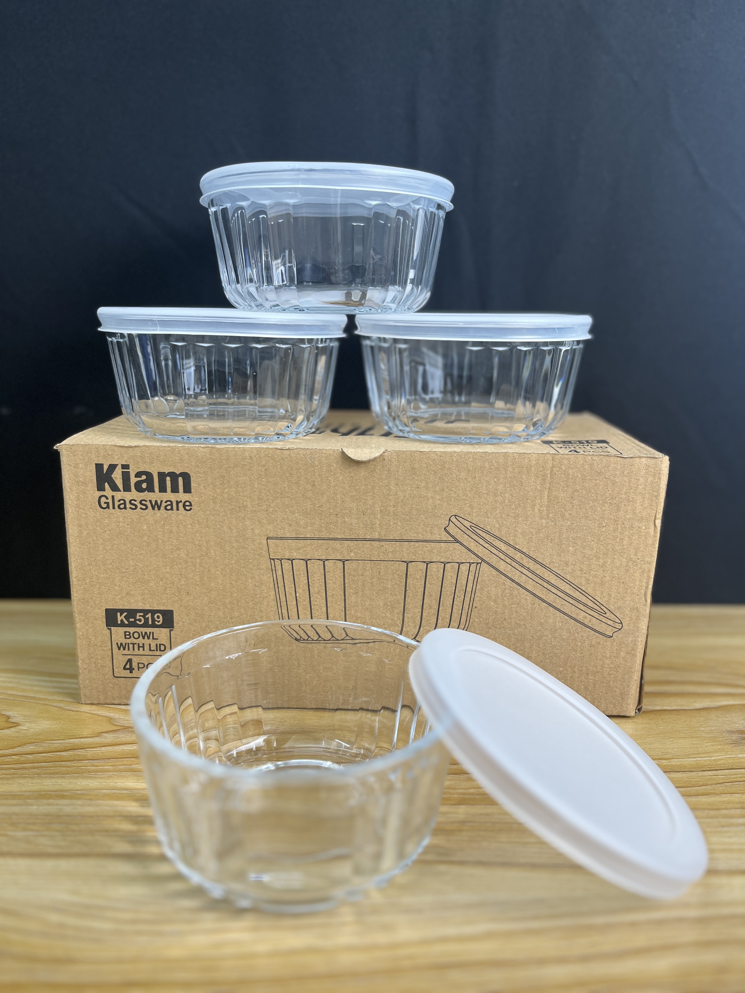 Kiam Crystal Clear Glass Bowl Set (4 Pcs) – ৪ পিস প্রিমিয়াম গ্লাস বোল সেট 🥣