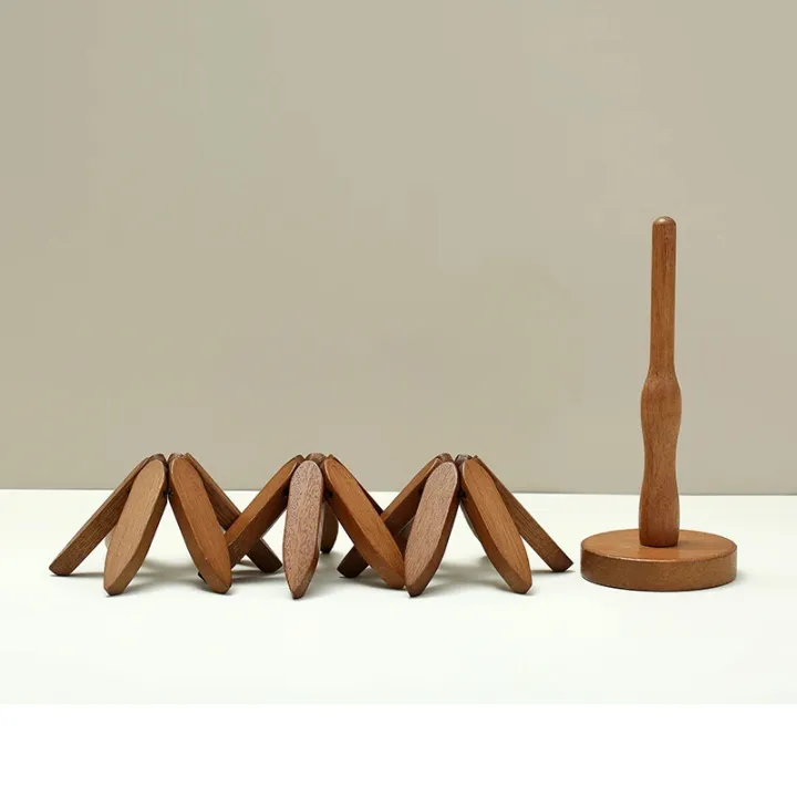 Bamboo & Wooden Tree-Shaped Coaster Set with Decorative Stand