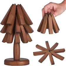 Bamboo tree trivet set