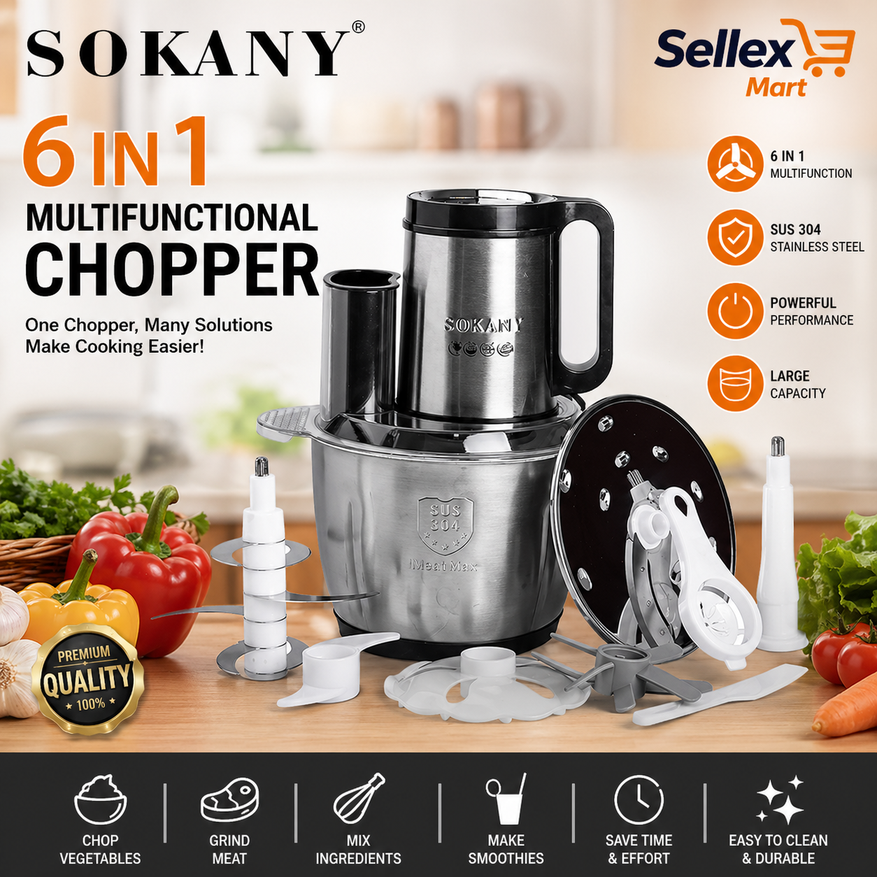 SOKANY 6 in 1 Multifunctional Chopper