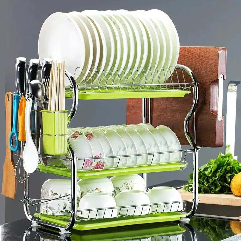 🍽️ 3-Tier Dish Drying Rack – ৩ স্তরের ডিশ ড্রাইং র‍্যাক ✨